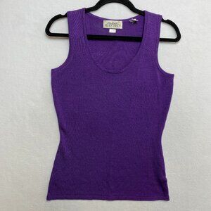 Vintage Linda Allard Ellen Tracy Knit Tank Top Women's S Purple Sleeveless